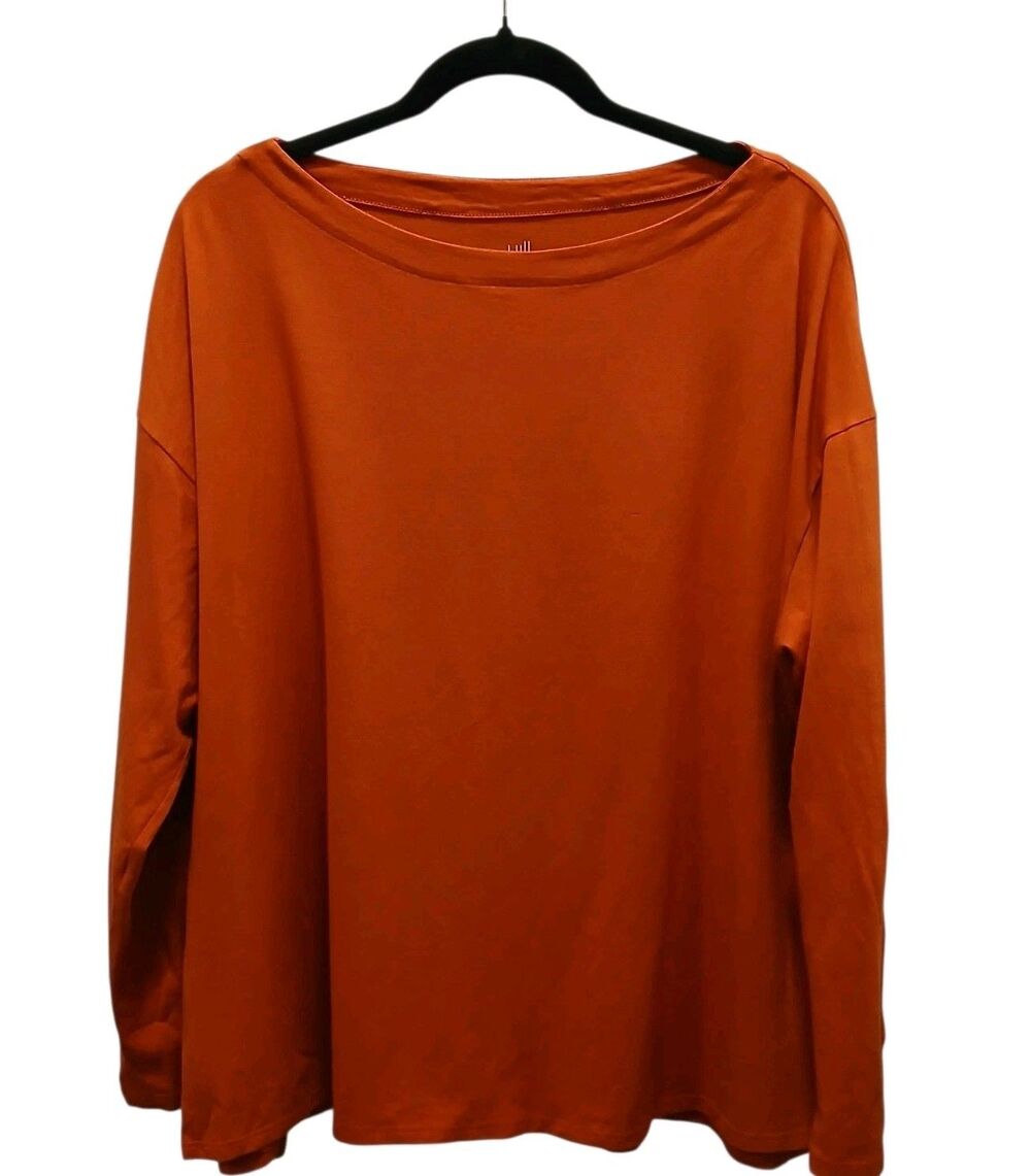 J Jill Tee Womens Size 2X Orange Luxe Supima Boat Neck Supima Cotton Modal Blend